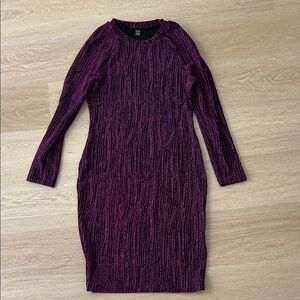 SHEIN Deep Purple Long Sleeve Dress